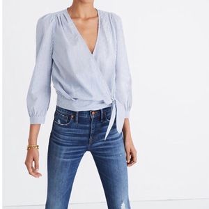 Madewell Austen Striped wrap around blouse